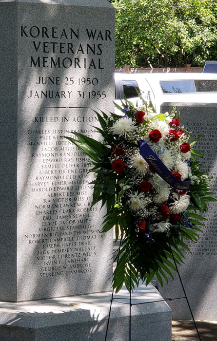 2020 Wreath at Frederick Maryland Memorial